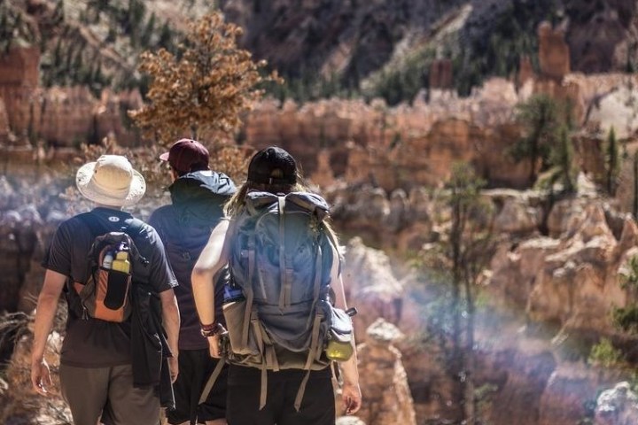 Hikers trecking through the canyon